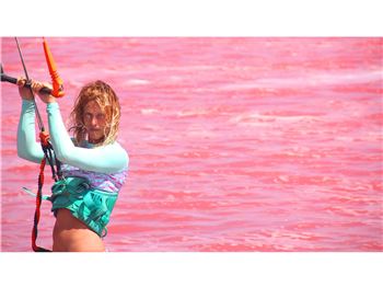 Kiteboarding on a Bright Pink Lagoon - Kea Janssen - Kitesurfing News